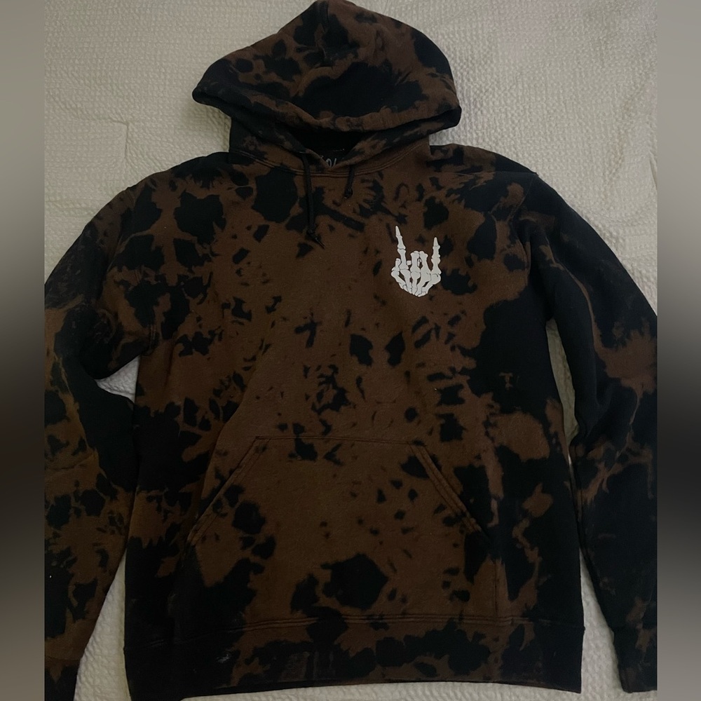 Black bleached skeleton hand hoodie